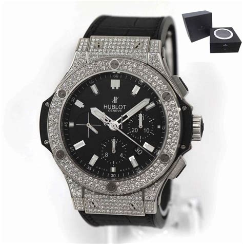 Hublot Big Bang Black Dial Chronograph Diamond Men's Watch 